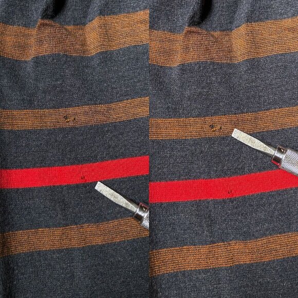 70s vintage maxi shirt dress wool blend pointed collar stripe buttonup Knitique. - Picture 8 of 9